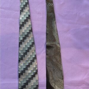 Adolfo Geometric Black and Silver Tie